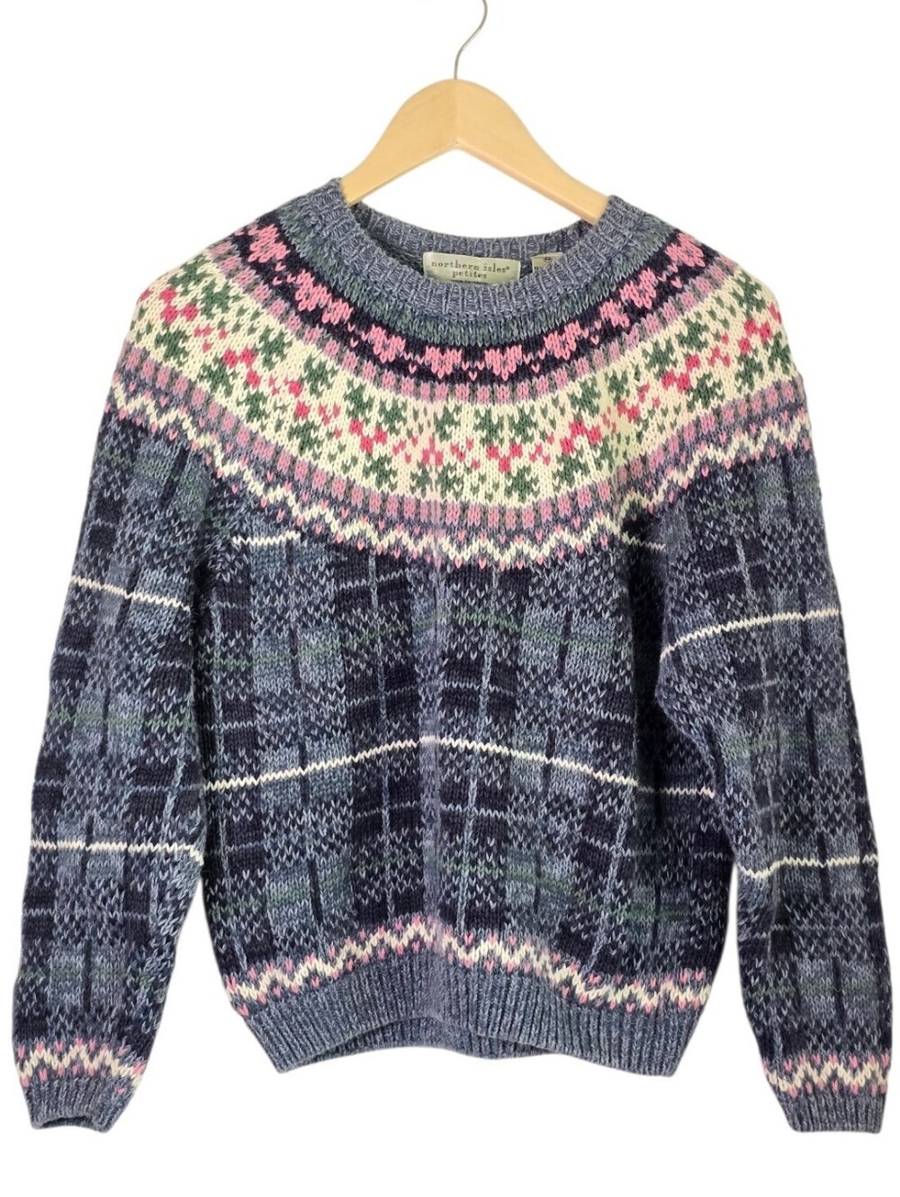 *VTG* NORTHERN ISLES PETITES Knit Fair Isles Sweater